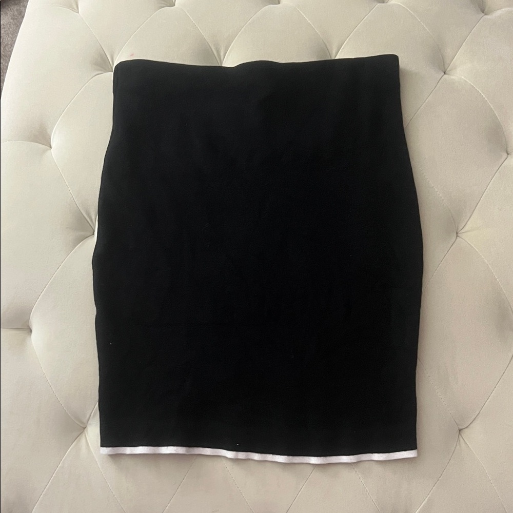 Black Sweater Skirt with White Trim